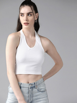 CotiQ Casual Solid Women White Top