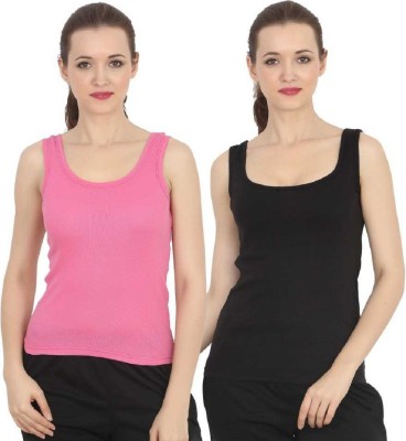 Blossom beauty Casual No Sleeve Solid Women Black, Pink Top