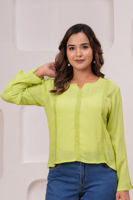 Dressberry Casual Solid Women Green Top