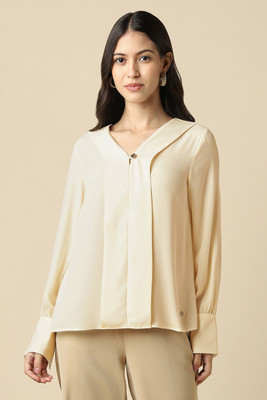 Allen Solly Formal Solid Women Beige Top