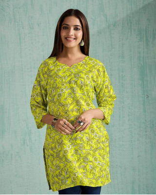 FASHNETIC Casual Printed Women Light Green Top