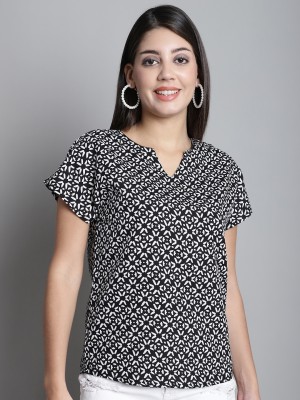 FineMe Casual Printed Women Black, White Top