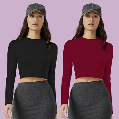 Kashonaa Casual Solid Women Maroon Top