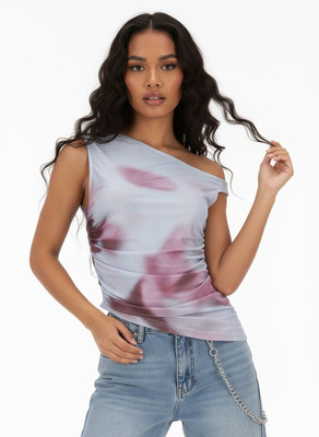 Glitchez Casual Ombre Women Grey Top