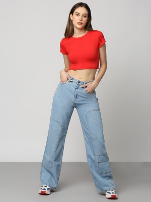 DISRUPT Casual Solid Women Red Top