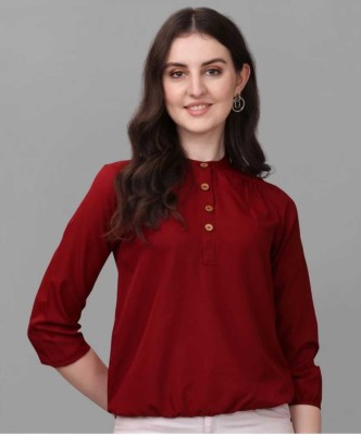 Kavach Casual Solid Women Maroon Top