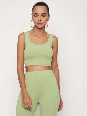 Sugathari Casual Solid Women Light Green Top