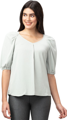 Globus Casual Solid Women Grey Top