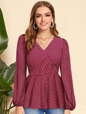 KERI PERRY Casual Printed Women Maroon Top