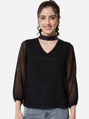 OTIRA Party Self Design Women Black Top