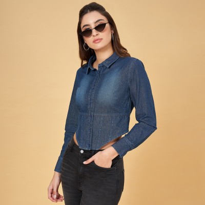 SF Jeans by Pantaloons Casual Solid Women Dark Blue Top