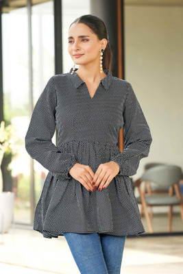 Odd by chansi Trendz Casual Floral Print Women Grey Top