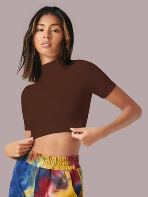 Dream Beauty Fashion Casual Self Design Women Brown Top