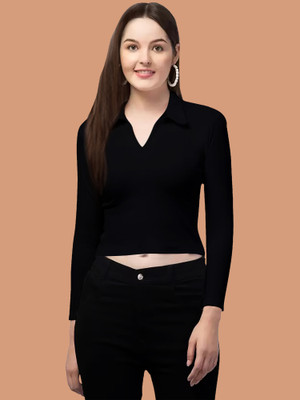 NAVYANKAA Casual Solid Women Black Top