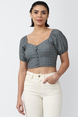 FOREVER 21 Casual Printed Women Grey Top