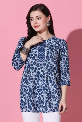 Fashion Dream Casual Printed Women Blue Top