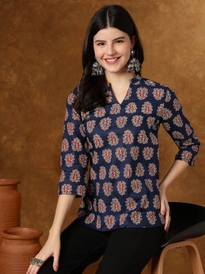 Janakdulari Creation Formal Printed Women Blue Top