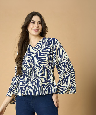 FashFun Casual 3/4 Sleeve Printed Women Multicolor Top