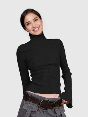 OUTZIDR Party Solid Women Black Top