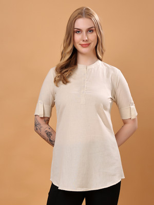 Moda Rapido Formal Solid Women White Top