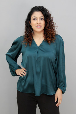 CRAZEVILLA Casual Solid Women Dark Green Top