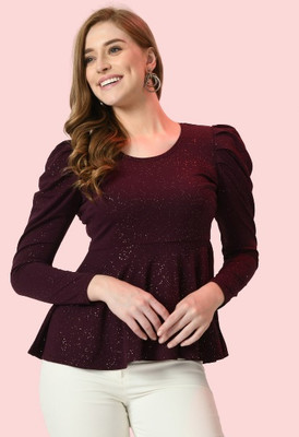 IUGA Party Solid Women Maroon Top
