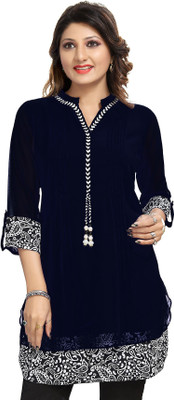 Meher Impex Casual 3/4 Sleeve Printed Women Black Top