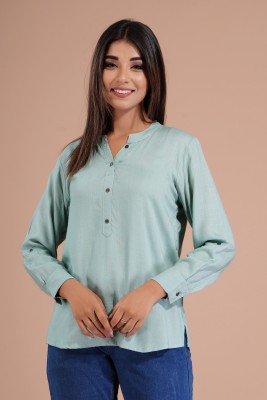 Piku Arts Casual Self Design Women Light Green Top