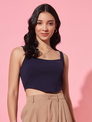 METRONAUT Casual Solid Women Blue Top