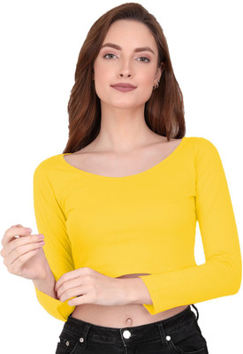 THE BLAZZE Casual Solid Women Yellow Top