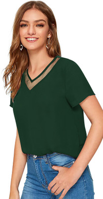 Triostitchers Casual Solid Women Grey Top