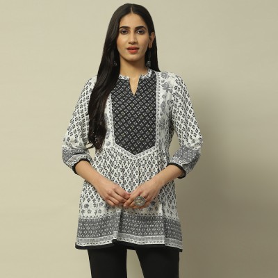 RANGRITI Casual Printed Women Black, Grey, White Top