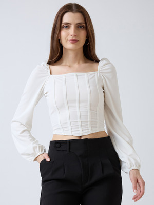SZN Party Self Design Women White Top