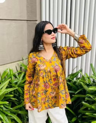 Lishakurtii Casual Printed Women Yellow Top