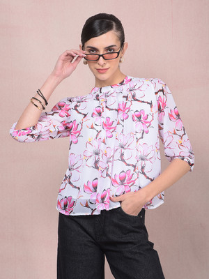 CRIMSOUNE CLUB Casual Floral Print Women Pink Top