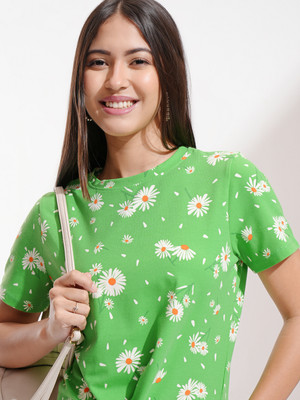 Tokyo Talkies Casual Printed Women Green Top