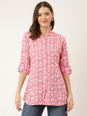 DIVENA Women Printed Casual Pink, White, Red Shirt