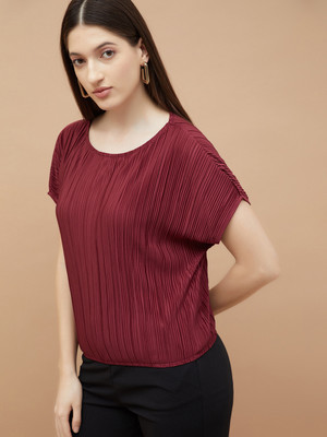 CODE by Lifestyle Casual Self Design Women Red Top