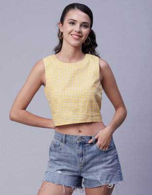 moomaya Casual Printed Women Yellow, White Top
