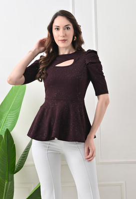 SAKSHI TRADER Casual Solid Women Purple Top