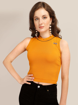 Prettify Casual Solid Women Yellow Top