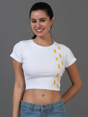 Clothy Casual Solid Women White Top