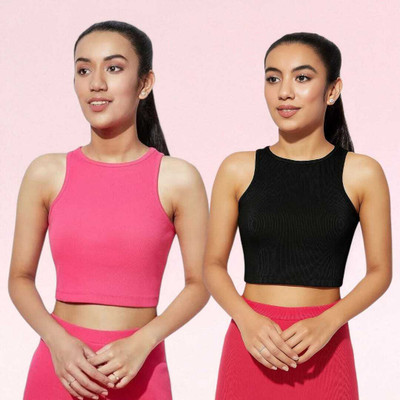 Mimmy Kids Casual Solid Women Black, Pink Top
