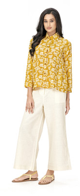 HouseOfCommon Casual Printed Women Yellow Top