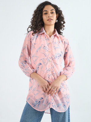 HouseOfCommon Casual Printed Women Pink Top