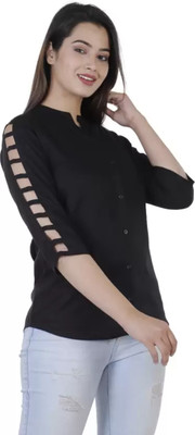 Golden Lily Formal Solid Women Black Top