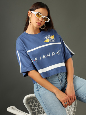 BEWAKOOF Casual Graphic Print Women Dark Blue, White Top