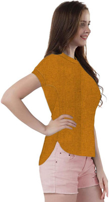 THE BLAZZE Casual Self Design Women Yellow Top