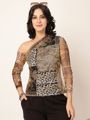 Style Quotient Casual Animal Print Women Brown Top