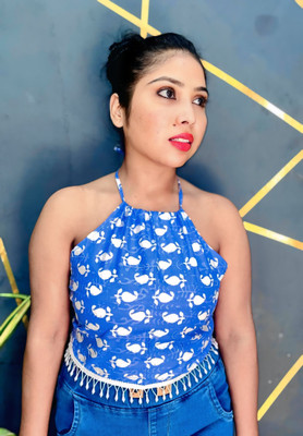 SISANGELS Casual Printed Women Blue Top